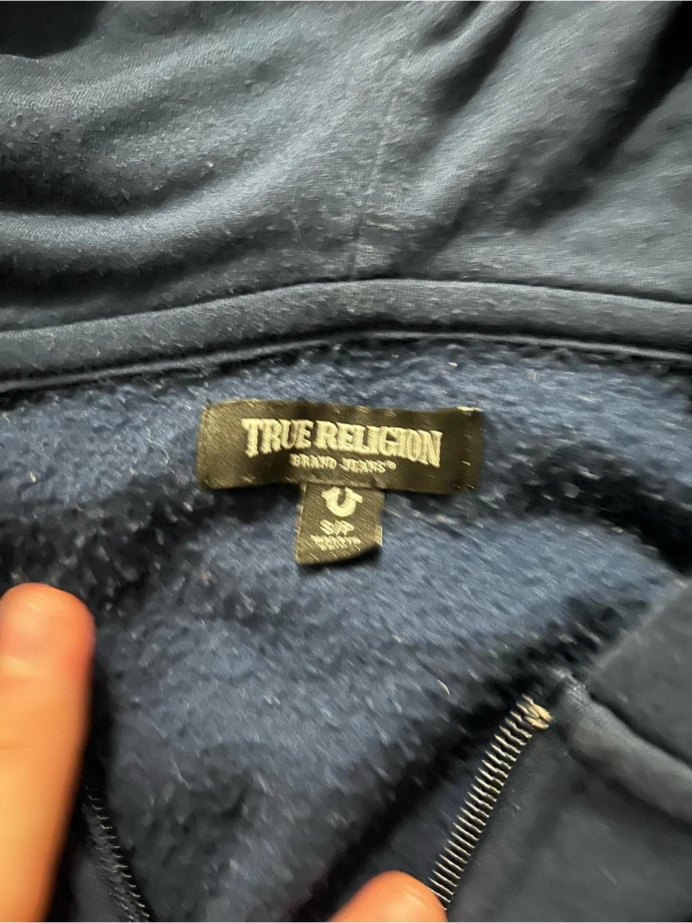 True Religion Navy Fleece-Lined Zip Hoodie
